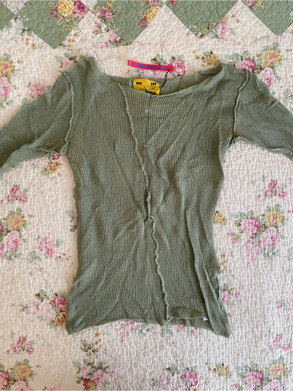 UNIF sage green ribbed knit doser top